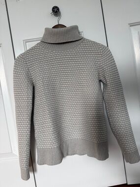 J. Crew Light Gray Waffle Turtleneck Sweater